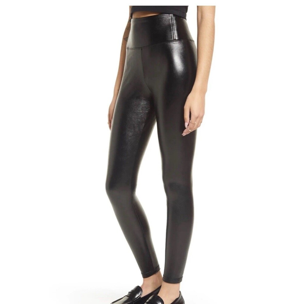 NWT $24 BP Nordstrom Women’s Shine Faux Leather Pants Leggings Black Sz S NEW